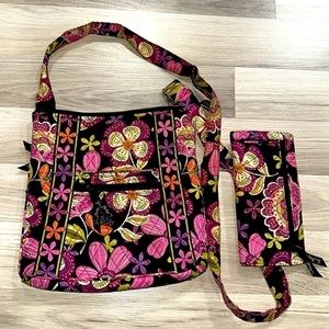 Vera Bradley Pixie Blooms Crossbody Hipster Bag New plus Wallet